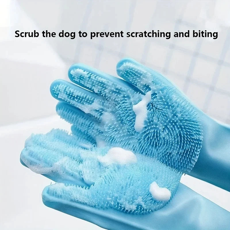 Pet Grooming Cleaning Gloves Dog Cat Bathing Shampoo Glove Scrubber