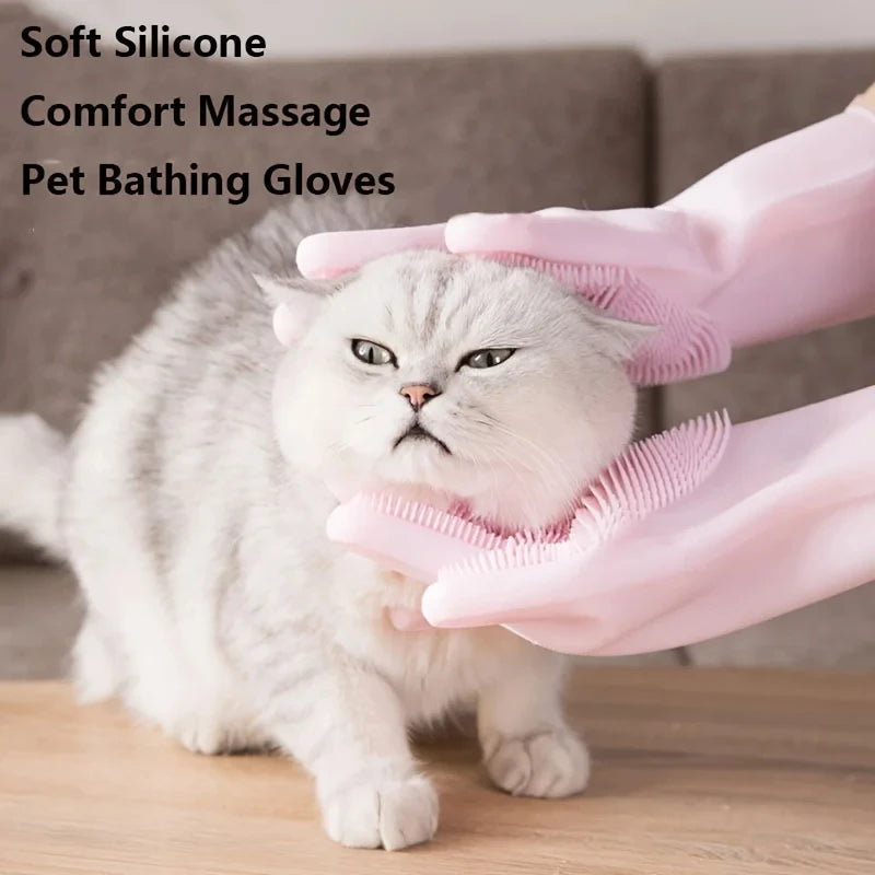 Pet Grooming Cleaning Gloves Dog Cat Bathing Shampoo Glove Scrubber