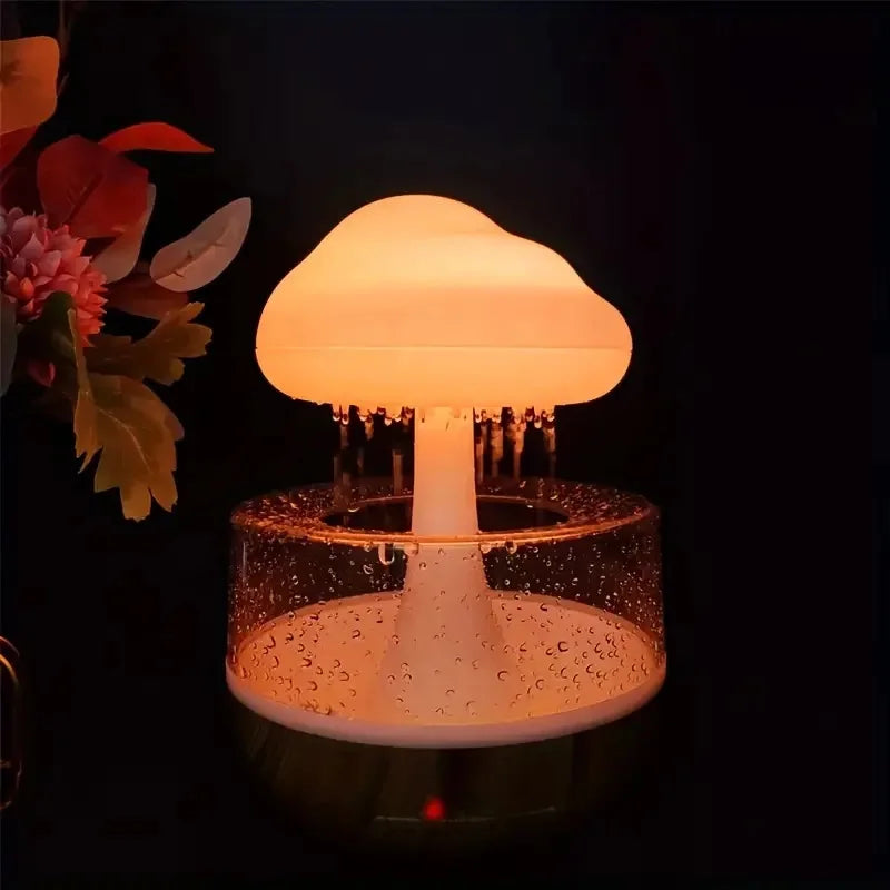 Rain cloud humidifier rain colorful mushroom cloud raindrop atmosphere lamp night light essential oil small aromatherapy machine